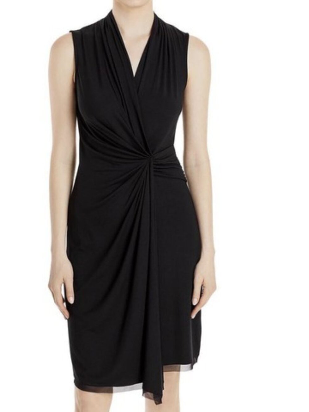 NWT! $258 Kobi Halperin Black V Neck Sleeveless Dress XS